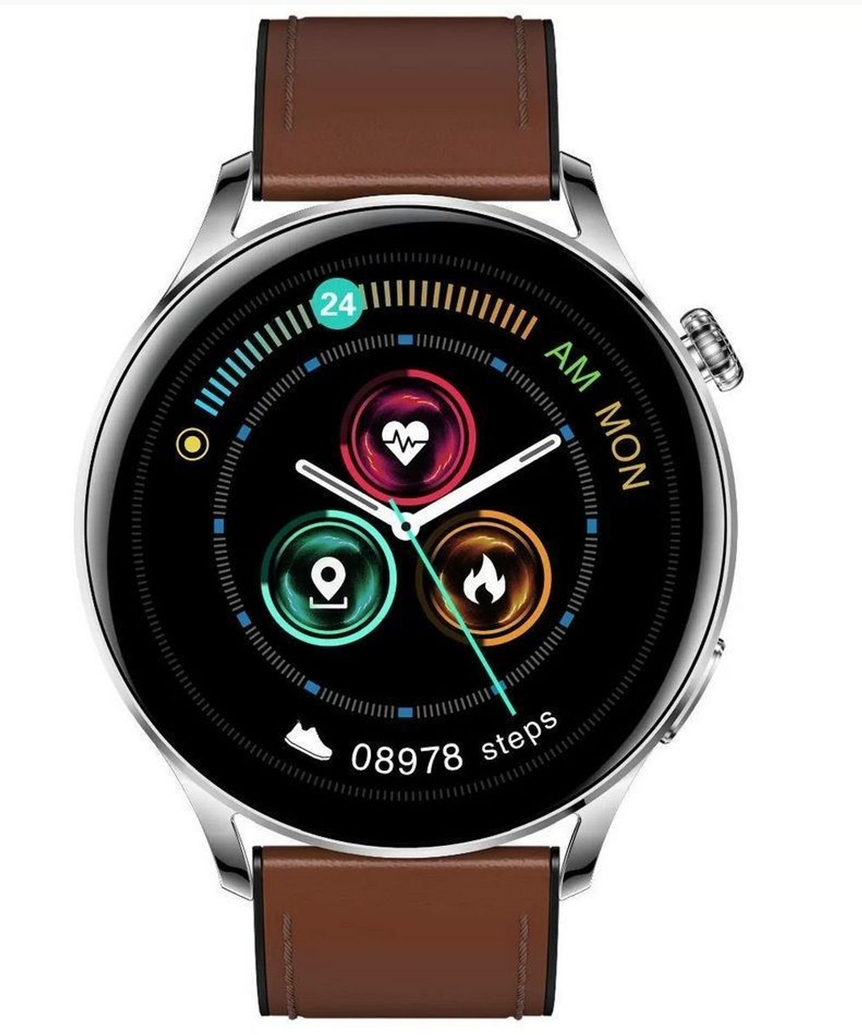 Smartwatch męski Garett skórzany brązowy pasek Men Elegance Jasny (2).jpg